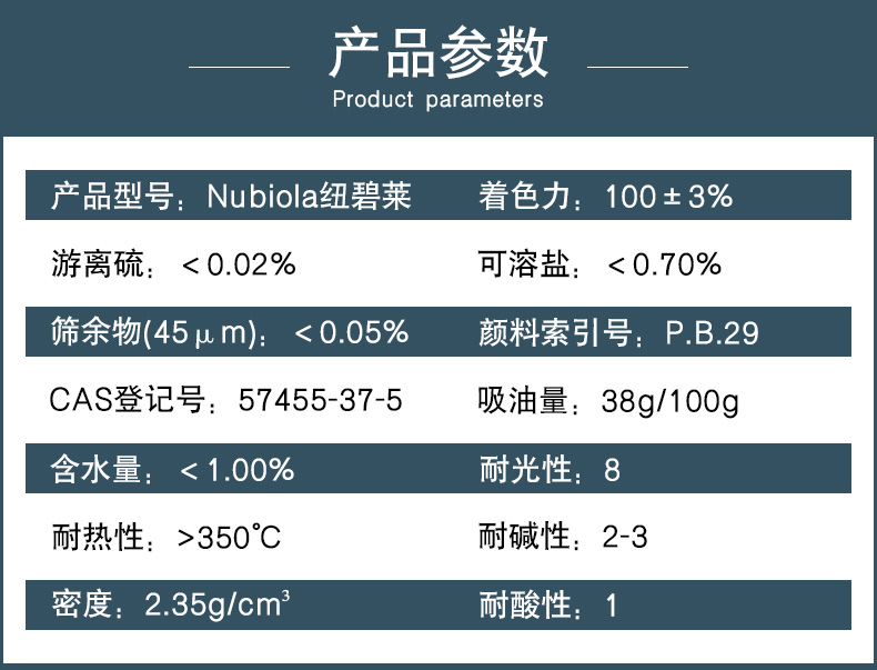 Nubiola群青藍EP19參數(shù)