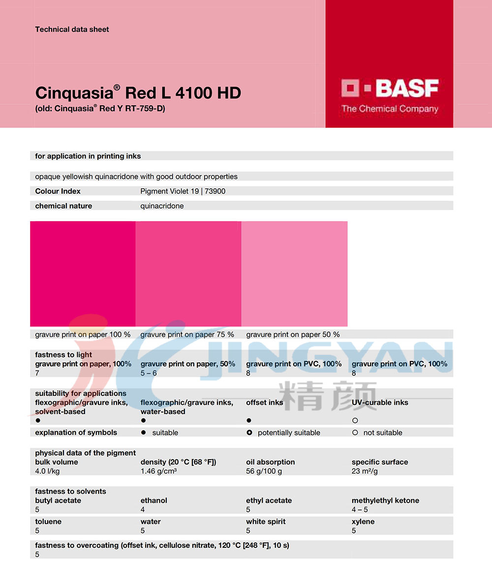 巴斯夫L4100HD高耐候顏料印刷版TDS報(bào)告