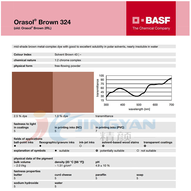 巴斯夫奧麗素Orasol 324/2RL耐高溫金屬絡(luò)合染料溶劑棕43